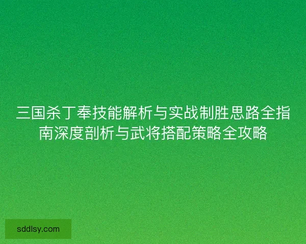 三国杀丁奉技能解析与实战制胜思路全指南深度剖析与武将搭配策略全攻略