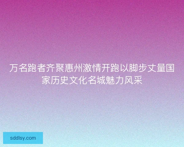 万名跑者齐聚惠州激情开跑以脚步丈量国家历史文化名城魅力风采 万名跑者齐聚惠州激情开跑以脚步丈量国家历史文化名城魅力风采